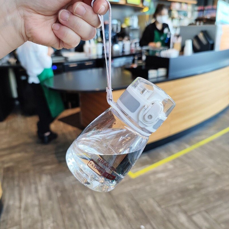 Water Bottle Mini Plastic Reusable Drinking Water Cup DropResistant Leakproof Portable Flip Top Sports Water Bottles with A Rope