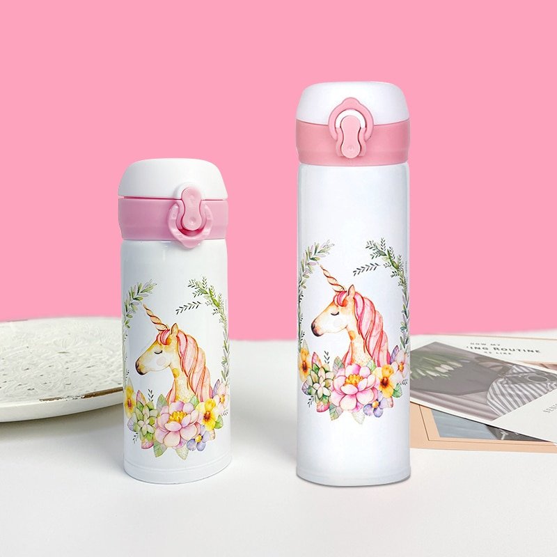 Cute Unicorn Vacuum Flasks Bouncing Lid Vacuum Cup Stainless Steel Thermal Insulation Water Bottle Portable Drinkware