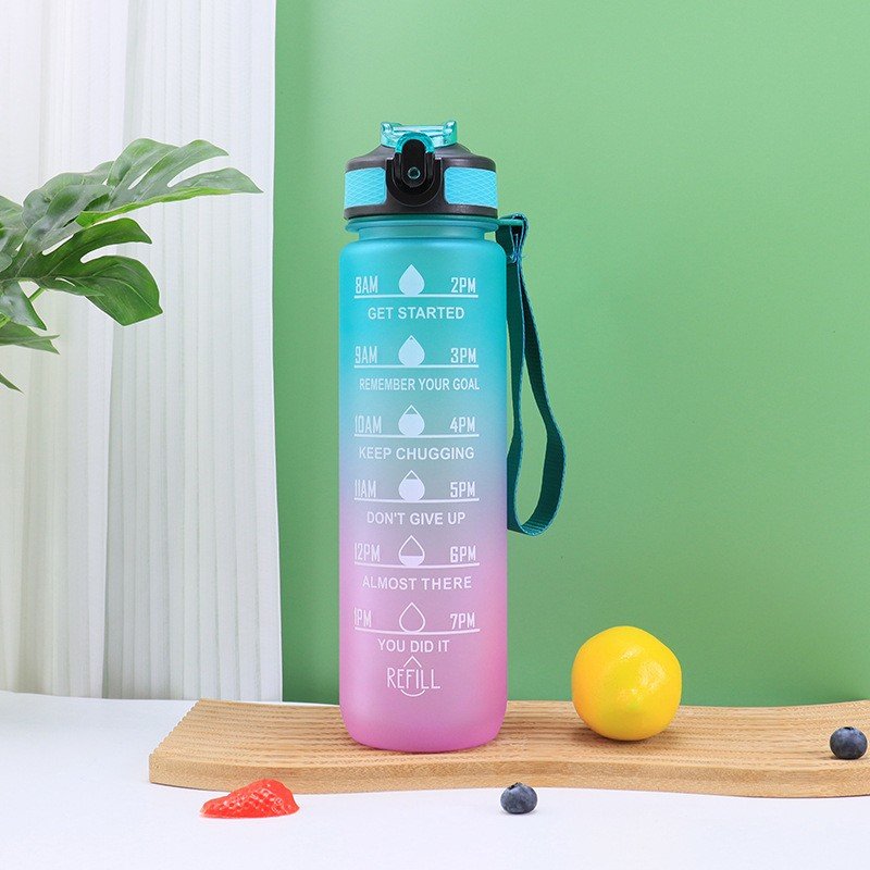 Portable Water Bottle Motivational Sports 1000ml Water bottle with Time Marker Leak-proof Cup for Outdoor Sport Fitness BPA Free