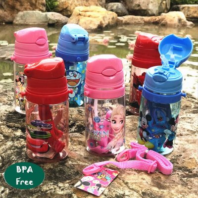 350ml Disney children's water bottle BPA Free  environmental protection leak proof cartoon straw cup back with water cup summer