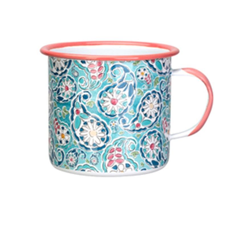 Vintage Enamel Mug Coffee Creative Camping Nostalgic Printing Nordic Office Big Capacity Tumbler Retro Canecas Tea Cup E5MKB