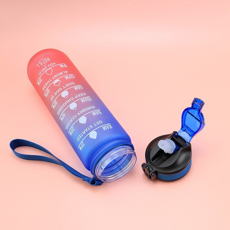 Portable Water Bottle Motivational Sports 1000ml Water bottle with Time Marker Leak-proof Cup for Outdoor Sport Fitness BPA Free