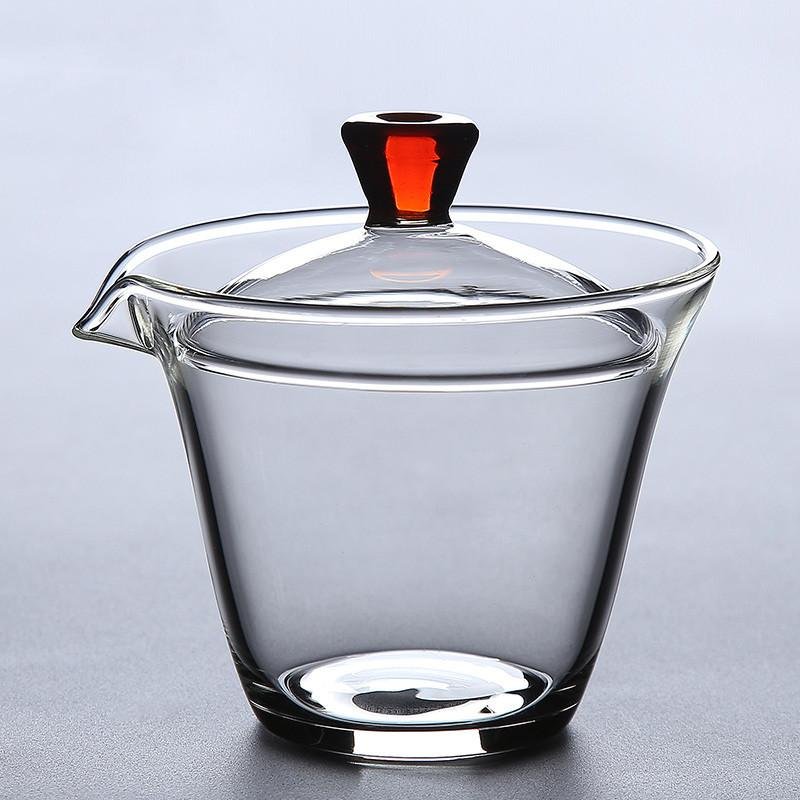 Heat resistant Glass Hand held Teapot for Pu'er Kung Fu Gaiwan Office Tea Cup Creative Transparent Tea Bowl with Cover Drinkware
