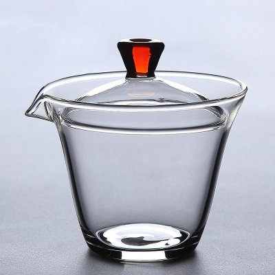 Heat resistant Glass Hand held Teapot for Pu'er Kung Fu Gaiwan Office Tea Cup Creative Transparent Tea Bowl with Cover Drinkware