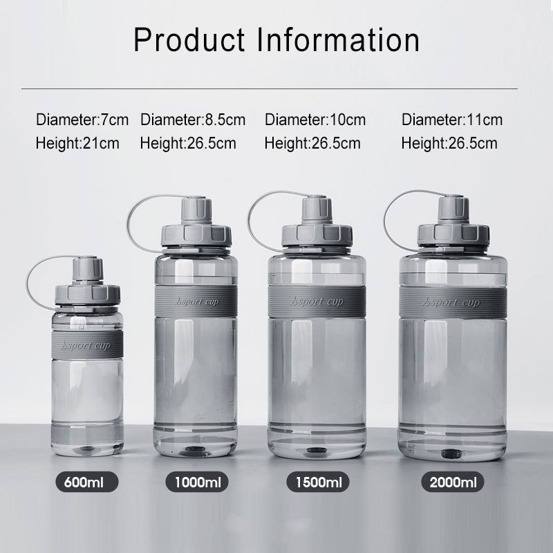 2 Liter Big Water Bottle With Straw 2L/1.5L/1L/0.6L Large Capacity School Gym Sports Drinking Bottles BPA Free Fitness
