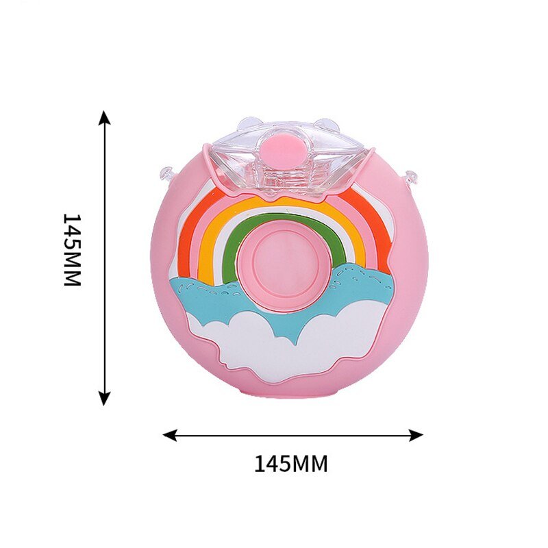 380ML Donut Shape Cup Kids Feeding Cup with Straws Lovely Donuts Shape Water Cups Cartoon Leakproof Outdoor Water Bottle