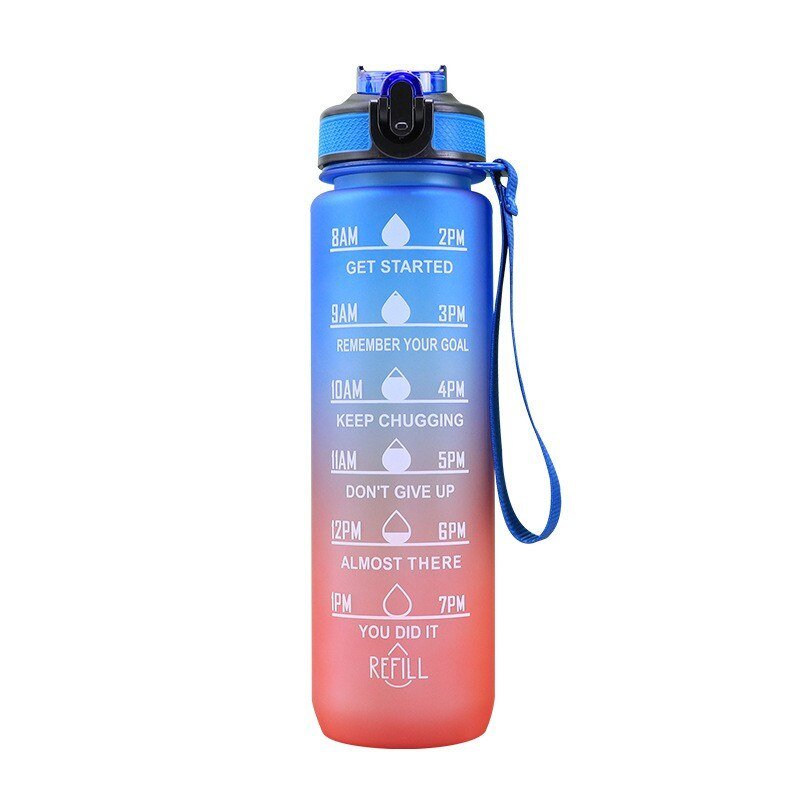 Portable Water Bottle Motivational Sports 1000ml Water bottle with Time Marker Leak-proof Cup for Outdoor Sport Fitness BPA Free